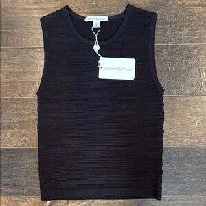 Autumn Cashmere Black broken stitch, crop muscle tee. Size XS NWT